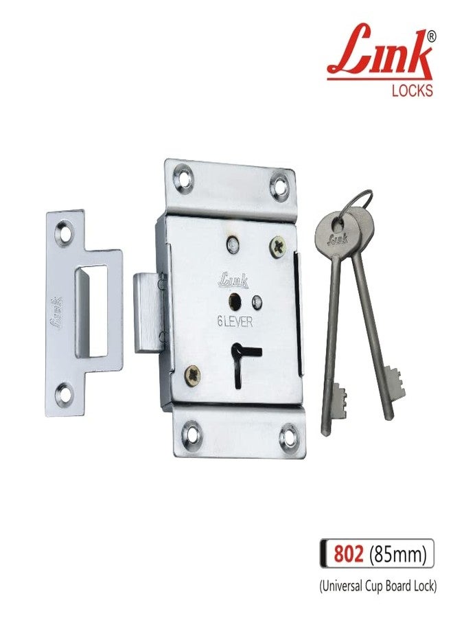 Link Cupboard Lock and Drawer Lock Chrome Polished 85mm Cylinder 802 - Image 3